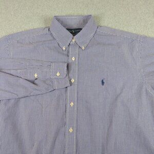 Ralph Lauren Shirt Mens 16.5 Yarmouth Purple Gingham Check Button Down VTG